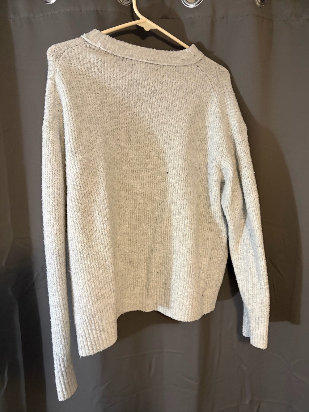 American Eagle Outfitters Heather Gray Ribbed Crewneck Sweater